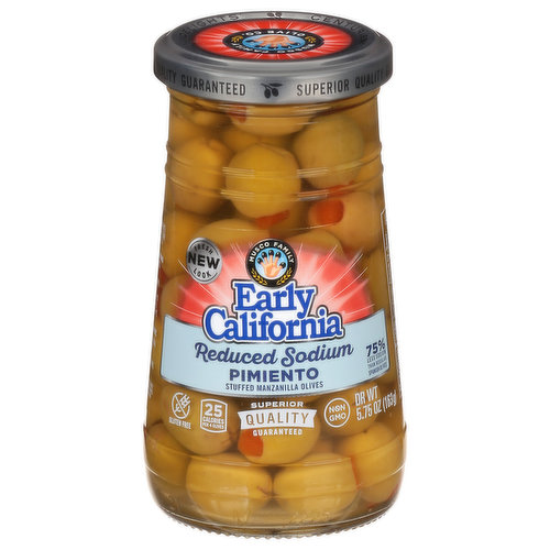 Fresh new look. Centuries of Mediterranean delights. Our Musco Family Promise is Simple: We make a good thing even better. And there's nothing better than our firm, crunchy, flavorful stuffed green olives. Grown under the warm Mediterranean sun and carefully selected by our experts, Early California olives are perfect for any occasion.