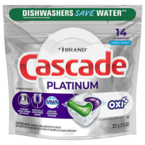 Cascade Dishwasher Detergent, Fresh Scent, Oxi