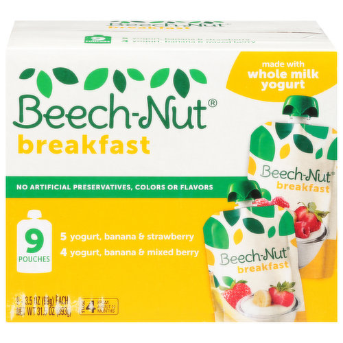 Beech-Nut Yogurt, Banana & Strawberry/Yogurt, Banana & Mixed Berry, Breakfast, Stage 4