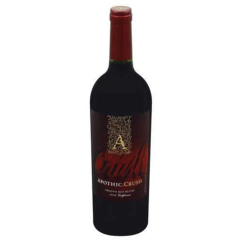 The first taste entices, stimulating the senses. The next taste ignites, arousing the passion. A decadent red blend that combines red fruit flavors with notes of caramel and a velvety smooth mouthfeel. www.apothic.com. Alc. 14.5% by vol. Bottled by Apothic Wines, Modesto, CA.