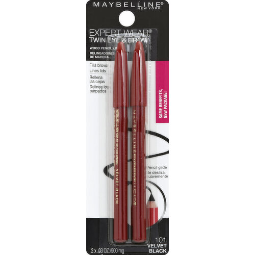 maybelline Twin Eye & Brow Pencil, Velvet Black 101