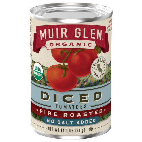 Muir Glen Organic Tomatoes, No Salt Added, Fire Roasted, Diced