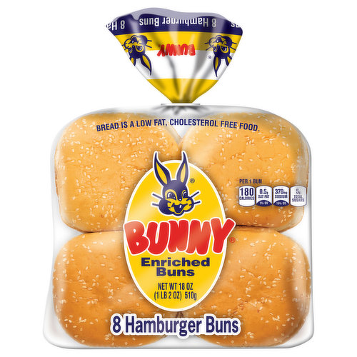 Bunny Hot Dog Buns, Enriched