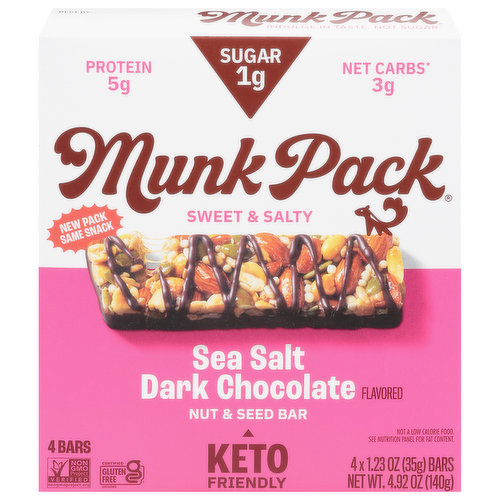 Munk Pack Nut & Seed Bar, Sea Salt Dark Chocolate, Sweet & Salty