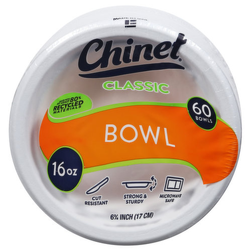 Chinet Classic 12 oz Disposable Bowls - Disposable - Microwave