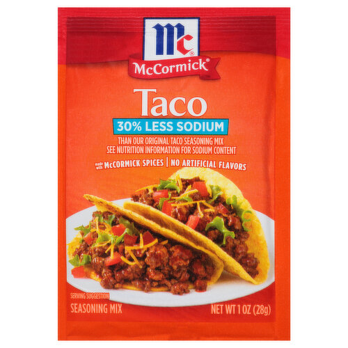 Mccormick Less Sodium Taco Seasoning, 1 Ounce -- 12 per case.