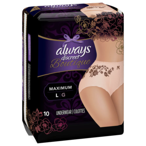 Always Discreet Underwear, Maximum, Large - Spring Market