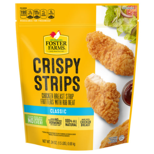 Family owned since 1939. Chicken raised with no antibiotics ever! Chicken raised with no added hormones (Federal regulations prohibit the use of hormones or steroids in chicken) or steroids (Federal regulations prohibit the use of hormones or steroids in chicken) ever! 100% all natural (Minimally processed, no artificial ingredients). Fully cooked. Microwaveable. No preservatives. At Foster Farms, being simply better is our way of life. It’s what we strive for in everything we do. Family owned since 1939, Foster Farms has always been a brand you can trust. We’re helping you redefine what’s possible at every meal, because good food feeds good times. Better care. Better quality. Better taste. That’s the Foster Farms way.