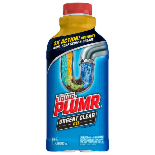 3x action! Destroys hair, soap scum & grease. Clears clogs in 7 minutes (Based on full hair clogs in lab tests)! Removes hair, soap scum, and grease. Safe for all pipes! Garbage disposal (For garbage disposals, follow same directions and flush with disposal running. Avoid splashing): Plastic; Metal; Septic systems; Older pipes!