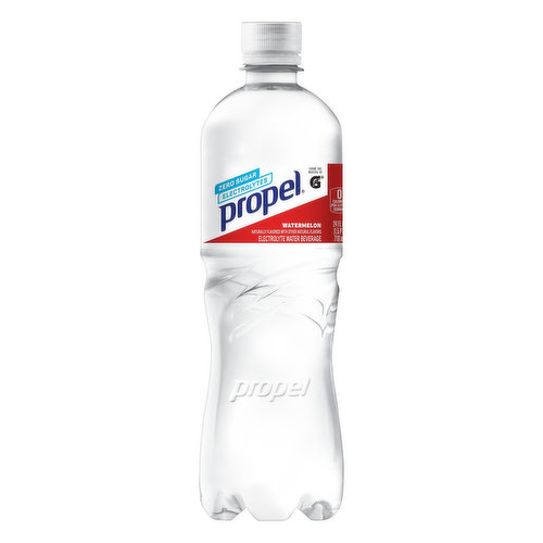 Naturally flavored with other natural flavors. 0 calories per 12 fl oz serving. Zero sugar. Sugar free. From the makers of Gatorade. Facebook. Twitter. Instagram. (at)propelwater. Comments: 1-877-3-Propel. Please recycle.