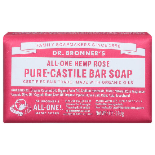 Dr. Bronner's Bar Soap, All-One Hemp Rose