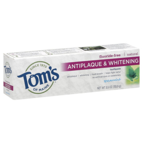 Tom's of Maine Toothpaste, Natural, Fluoride-Free, Spearmint