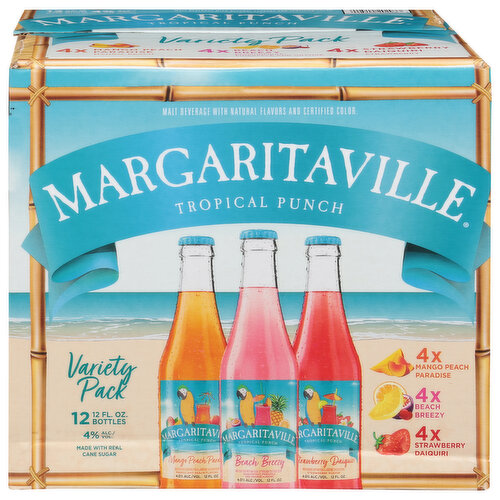 Margaritaville Malt Beverage, Tropical Punch, Variety Pack