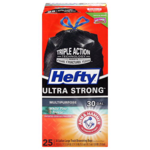 Hefty Strong Large Trash Bags, 30 Gallon, 28 Count