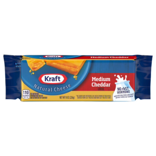 Kraft Cheese, Medium Cheddar, Natural