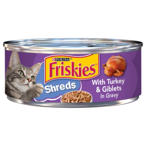 Friskies Cat Food, Shreds, with Turkey & Giblets in Gravy, Adult