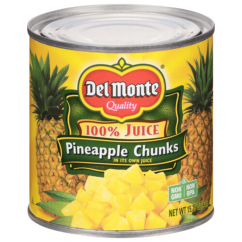 Del Monte Pineapple Chunks, 100% Juice