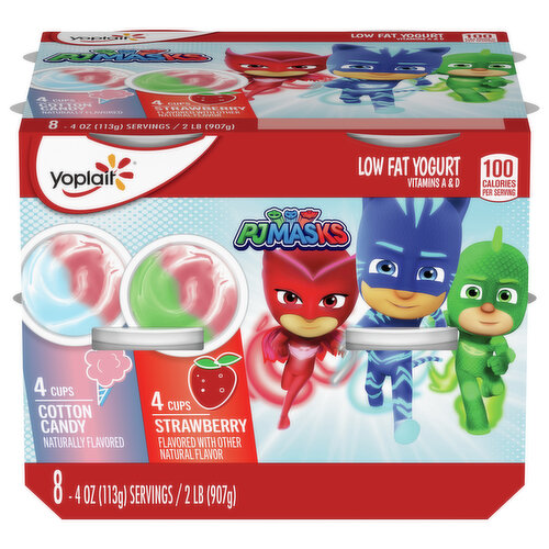 Yoplait Yogurt, Low Fat, Cotton Candy/Strawberry, PJ Masks