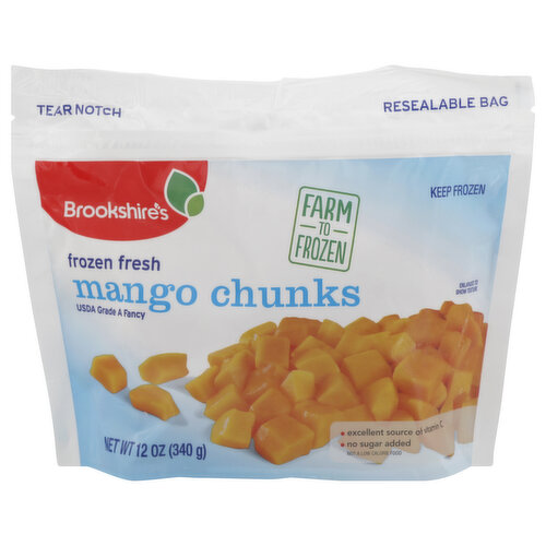 Excellent source of vitamin C. No sugar added. Not a low calorie food. Farm to frozen. Since 1928. If you're not happy, we're not happy - 100% satisfaction, 100% of the time, guaranteed! USDA Grade A Fancy. Brookshires.com. Questions? Call us at 903-534-3000. Resealable bag. Product of Mexico.
