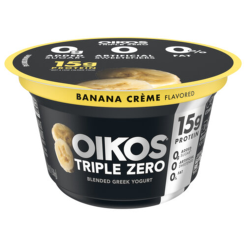 Oikos Yogurt, Nonfat, Greek, Blended, Banana Creme Flavored