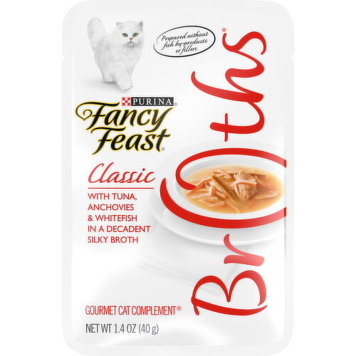 Fancy Feast Grain Free Wet Cat Food Complement, Broths Classic With Tuna, Anchovies & Whitefish