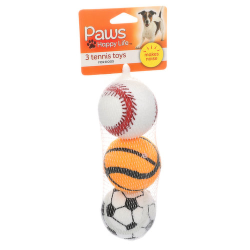 Paws Happy Life 3 Tennis Toys For Dogs