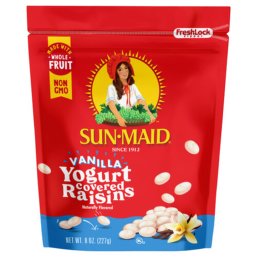 Sun-Maid Vanilla Yogurt Covered Raisins 8oz Resealable Stand-Up Bag