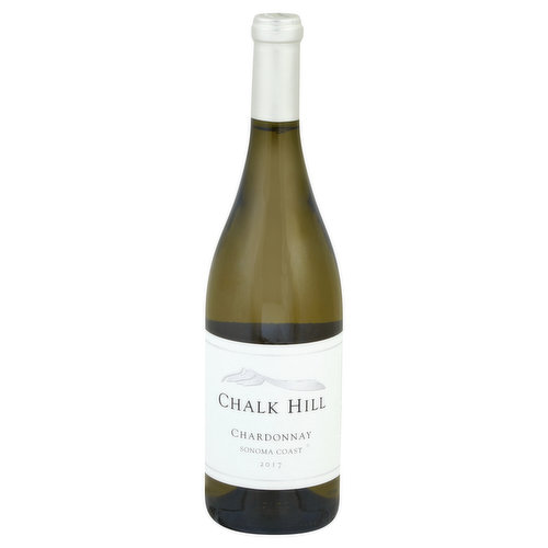 Chalk Hill is located in Healdsburg within Sonoma County. This wine is handcrafted from select Chardonnay vineyards throughout the Sonoma Coast growing region. Chalk Hill is dedicated to producing wines of distinction and elegance. The Sonoma Coast Chardonnay offers a bright and balanced wine. Sonoma Coast, Sonoma County. Alcohol 14.5% by volume. Produced & bottled by Chalk Hill Estate Winery, Sonoma, CA.
