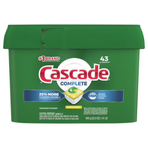 Cascade Dishwasher Detergent, Lemon Scent, ActionPacs