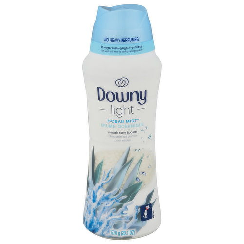 No heavy perfumes. 4x Longer lasting light freshness (from wash until wear vs. leading detergent alone). No dyes. No phosphates. Downy Light goes directly into the washer to give light, lasting freshness. Safe for all colors, fabrics and loads. Great for active wear and towels.