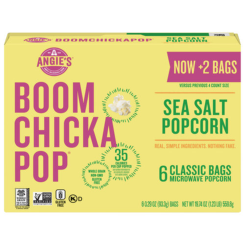 Angie's Boomchickapop Microwave Popcorn, Sea Salt