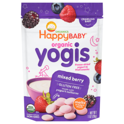 HappyBaby Yogis, Organic, Mixed Berry, Crawling Baby