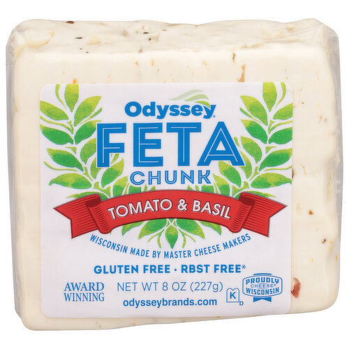 Odyssey Feta, Gluten Free, Tomato & Basil, Chunk