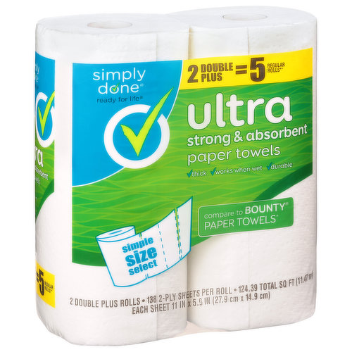 Simply Done Paper Towels, Double Plus Rolls, Ultra, 2-Ply