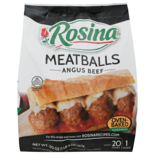 There's nothing more Italian than meatballs, pasta, and enjoying them with family. For more than 50 years, that's been at the heart of the Rosina brand. A family-owned company. Honoring an Italian family tradition to bring your family real Italian goodness. Thanks to our homemade recipe, Rosina Angus Beef meatballs are great-tasting and the perfect meal to serve and enjoy with family and friends. Made with quality ingredients and no preservatives, Rosina meatballs are oven-baked for a smart choice, then sear-sealed to lock in taste. They're quick, convenient, and easy to prepare and serve for lunch, dinner or at your next party for your family and friends to enjoy!