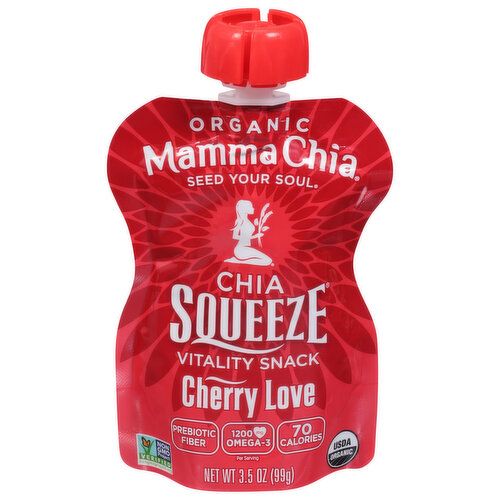 Mamma Chia Chia Squeeze, Organic, Cherry Love, Vitality Snack