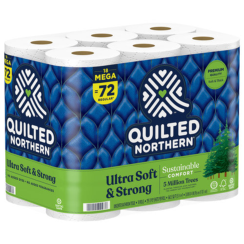 Quilted Northern Ultra Soft & Strong Toilet Paper, 18 Mega Rolls