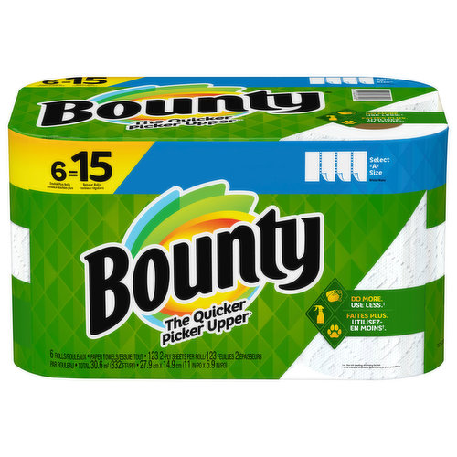 Bounty Paper Towels, Select-A-Size, Double Plus Rolls, White, 2-Ply