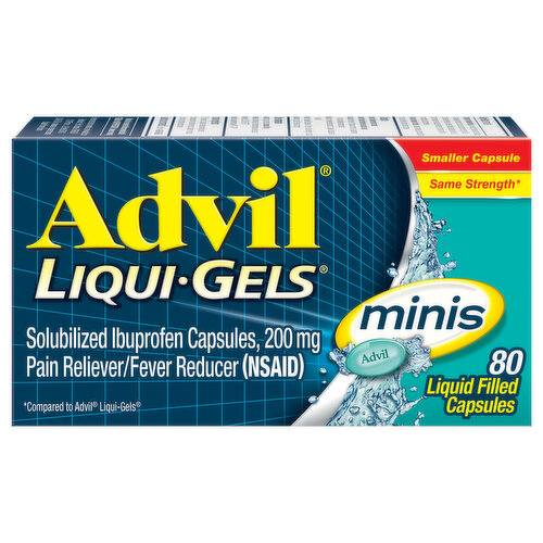 Advil Ibuprofen, 200 mg, Liquid Filled Capsules, Minis