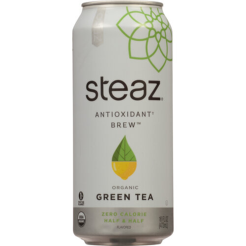 Steaz Green Tea, Zero Calorie, Half & Half Flavored, Organic, Antioxidant Brew