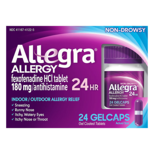 Allegra Allergy Relief, Indoor/Outdoor, Non-Drowsy, 24 Hr, Gelcaps