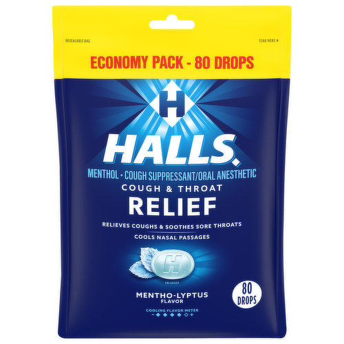 HALLS Relief Honey Lemon Sugar Free Cough Drops, Value Pack, 180 Drops