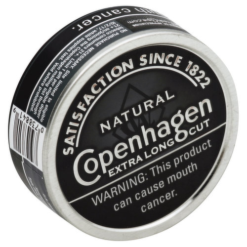 Copenhagen Smokeless Tobacco, Natural, Extra Long Cut