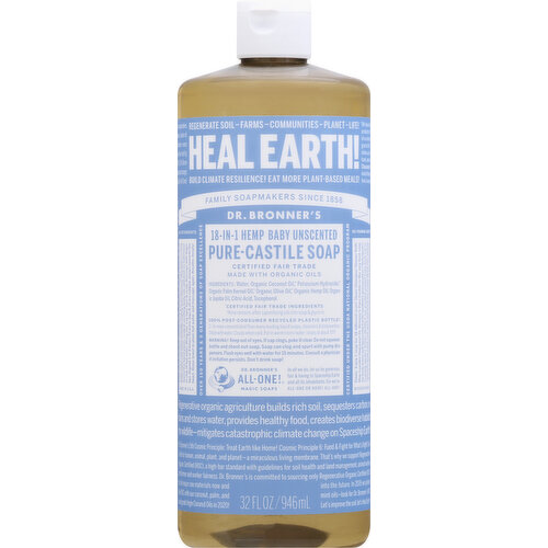 Dr. Bronner's Pure-Castile Soap, 18-in-1, Hemp, Baby, Unscented