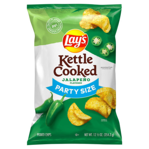 Lay's Potato Chips, Jalapeno Flavored, Kettle Cooked, Party Size