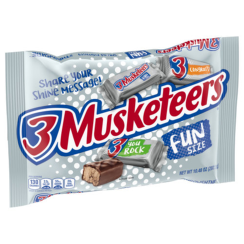 3 Musketeers Fun Size Chocolate Candy with Silver Wrapper