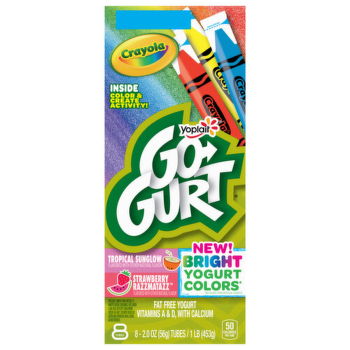 Go-Gurt Yogurt, Fat Free, Strawberry Razzmatazz/Tropical Sunglow