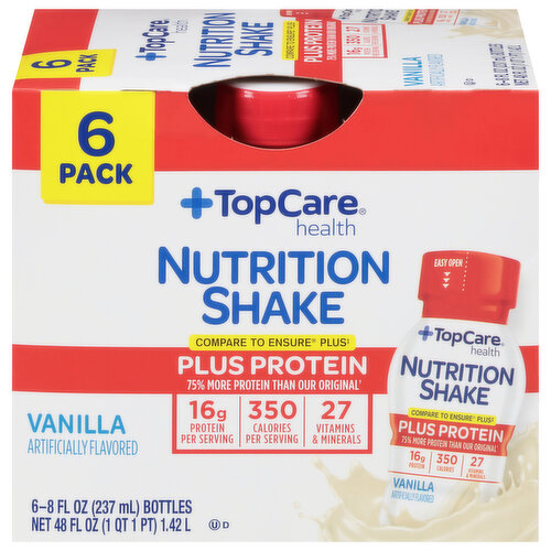 TopCare Nutrition Shake, Vanilla, 6 Pack