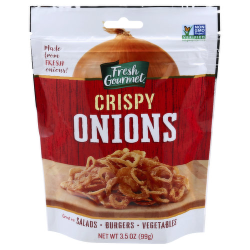 Non-GMO Project verified. nongmoproject.com. Made from fresh onions! Great on Salads. Burgers. Vegetables. www.FreshGourmet.com. Facebook: Connect with us on Facebook or at www.FreshGourmet.com. Product of Mexico.