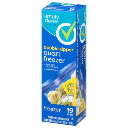 Simply Done Big Pack Double Zipper Quart Freezer Bags